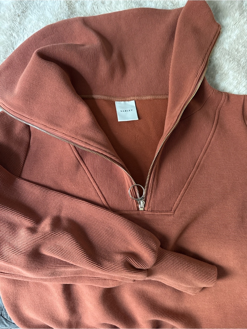Varley Women's Zip-Front Sweater in Terracotta x-small EUC